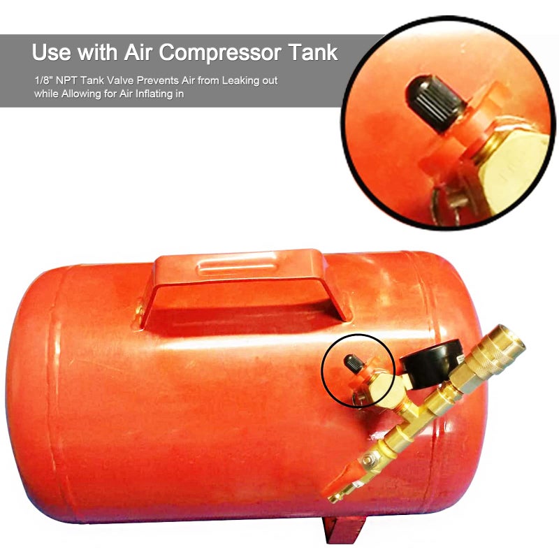 GODESON 1/8"NPT Tank Valve, Anti-Corrosion Brass Schrader Valve with 1/8"Male NPT,Using with Air Compressor Tanks(Pack of 4) - Image 4